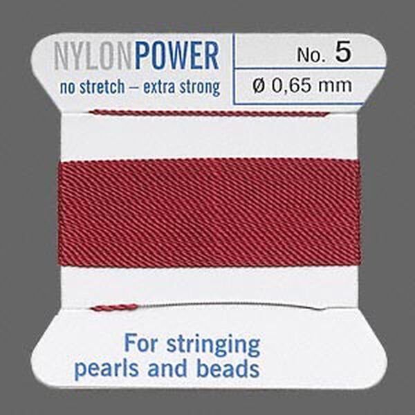 Thread, Griffin, nylon, garnet red, size #5. Sold per 2-meter card (approximately 78 inches). image number 0