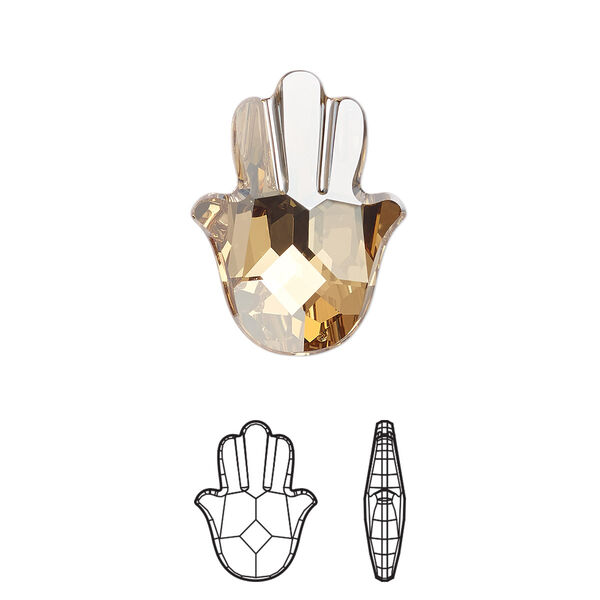 Fancy stone 1pk crystal golden shadow foil back, Crystal Passions® 18x13.7mm Fatima hand 4778 image number 0