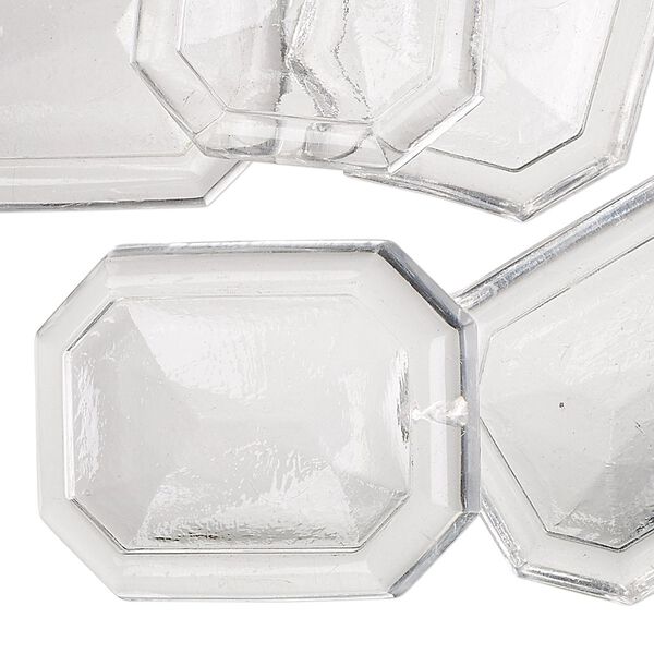 Embellishment, acrylic, transparent clear, 33x26mm flat octagon with 25x18mm octagon setting. Sold per pkg of 6. image number 0