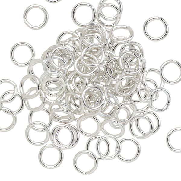 Jump ring, anodized aluminum, silver, 6mm round, 4.2mm inside diameter, 18 gauge. Sold per pkg of 100. image number 0