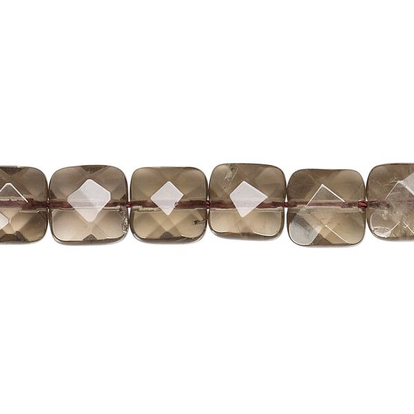 Smoky quartz 1pkg1, faceted square bead 15.5-16 inch 8mm image number 0