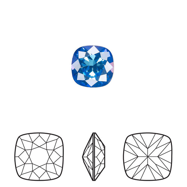 Fancy stone 2pk crystal royal blue DeLite, Crystal Passions® 10mm cushion 4470 image number 0