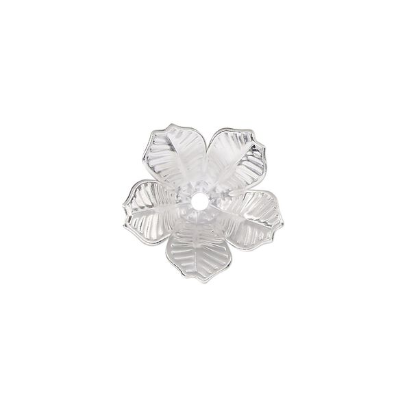 Bead cap, silver-finished steel, 16.5x4mm flower, fits 8-10mm round bead. Sold per pkg of 10. image number 0