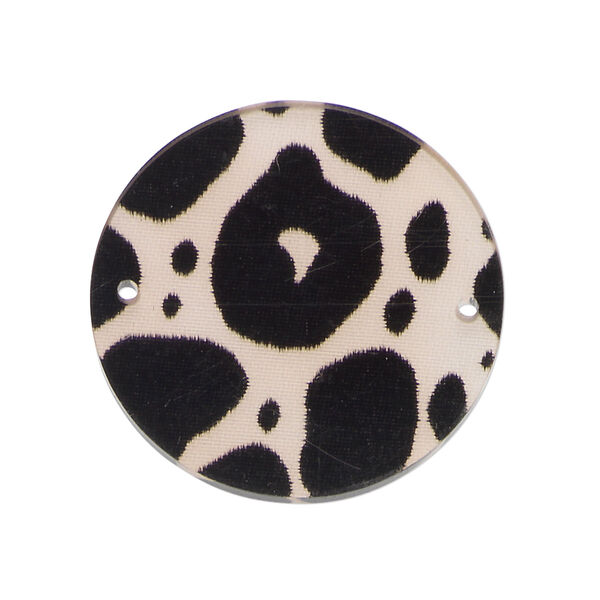 Link, acrylic, off-white and black, 30mm double-sided flat round with dots. Sold per pkg of 10. image number 0