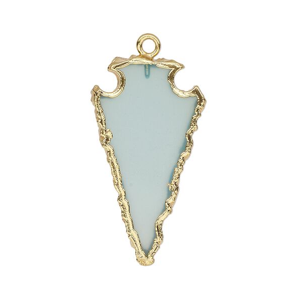 Chalcedony / sterling silver 1pkg1, hand-cut electroplated gold-finish arrowhead charm 30x15mm image number 0
