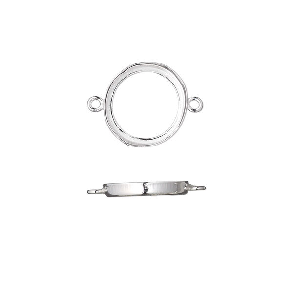 Link, fine silver, 13mm open-back round with 12mm round bezel cup setting. Sold per pkg of 2. image number 0