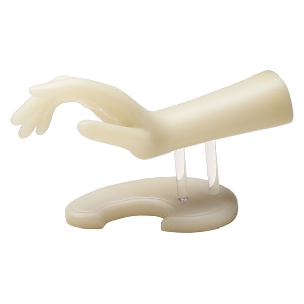 Display, bracelet, polyresin, frosted light yellow, 6-3/4x8-1/2x3-inch hand. Sold individually. image number 0
