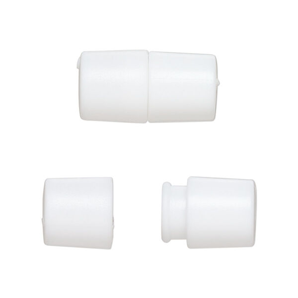Clasp, breakaway, polyoxymethylene, white, 20.5x10.5mm round tube. Sold per pkg of 50. image number 0