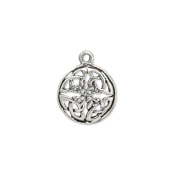Drop, antiqued sterling silver, 13.5mm Celtic circle. Sold individually. image number 0