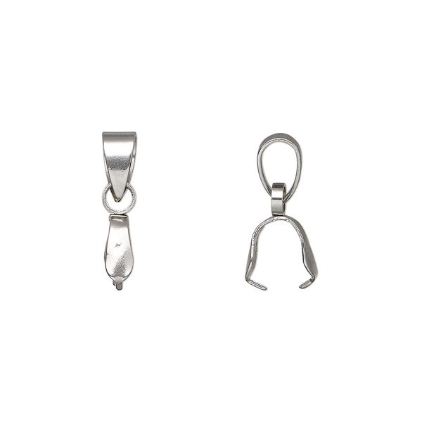 Bail, ice-pick, stainless steel, 15x3mm with 6mm grip length and soldered bail. Sold per pkg of 4. image number 0