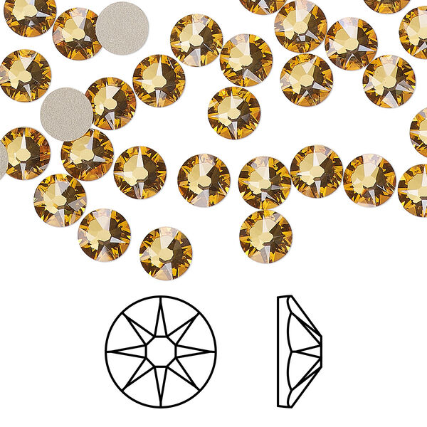 Flat back 144pk golden topaz foil back, Crystal Passions® 4.6-4.8mm rose round SS20 2088 image number 0