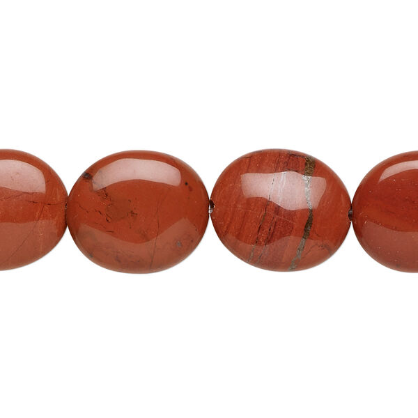Red jasper 1pkg1, flat oval bead natural 15.5-16 inch 16x14mm image number 0