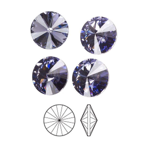 Chaton 6pk tanzanite foil back, Preciosa MAXIMA Czech crystal rhinestone 12mm rivoli image number 0
