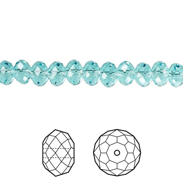 Bead 144pk light turquoise, Crystal Passions® 6x4mm rondelle 5040 image number 0