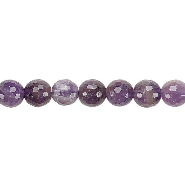Banded amethyst 1pkg1, faceted round bead natural B grade, 8 inch 6mm image number 0