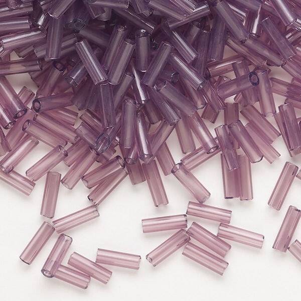 Bead, Preciosa Ornela Czech glass, bugle bead, pkg/50g, 1/4 inch, transparent light amethyst, (20010). image number 0