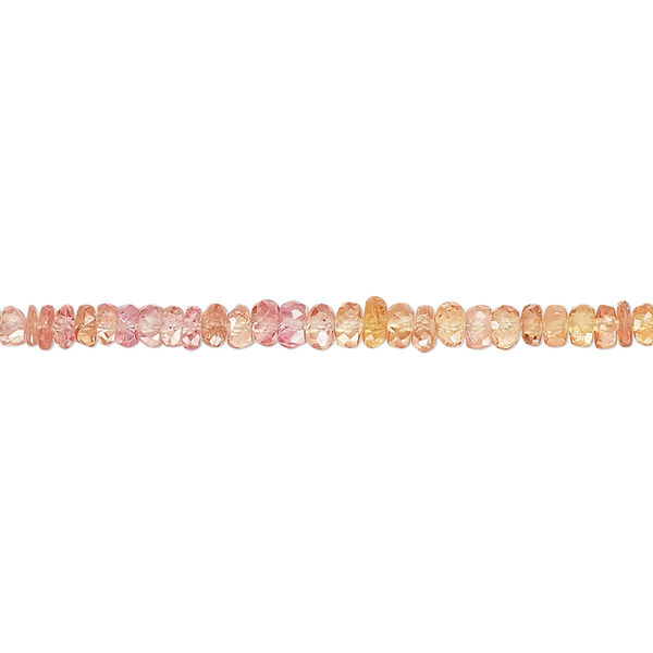 Padparadscha sapphire 1pkg1, hand-cut faceted rondelle bead B grade, 8 inch 2x0.5mm-3x1.5mm image number 0
