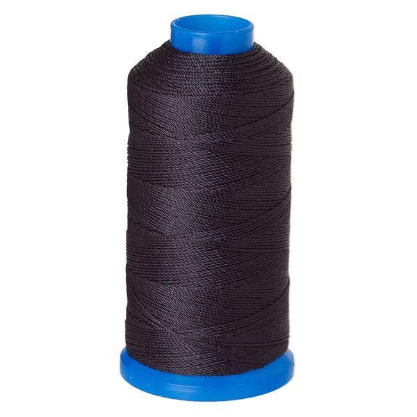 Cord, Griffin, nylon, black, 0.7mm, 41.6-pound test. Sold per 400-meter spool. image number 0