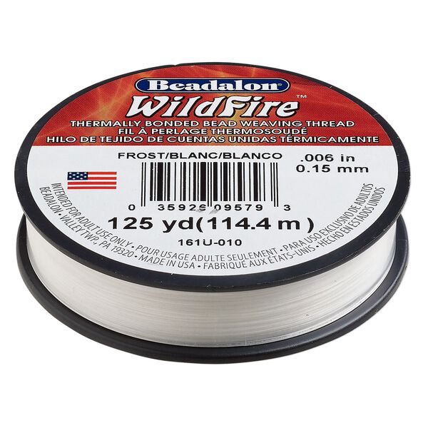 Thread, Beadalon® WildFire™, polyester and plastic, frost, 0.15mm with bonded coating, 10-pound test. Sold per 125-yard spool. image number 0