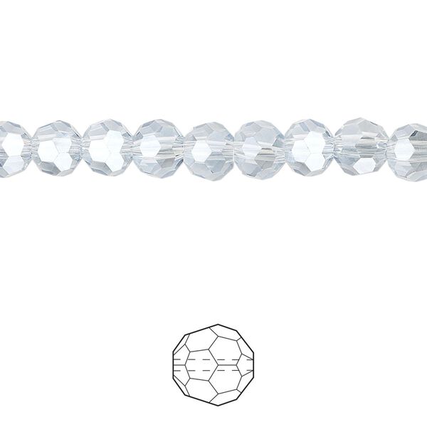 Bead 144pk translucent crystal silver night, Celestial Crystal® 6mm round image number 0