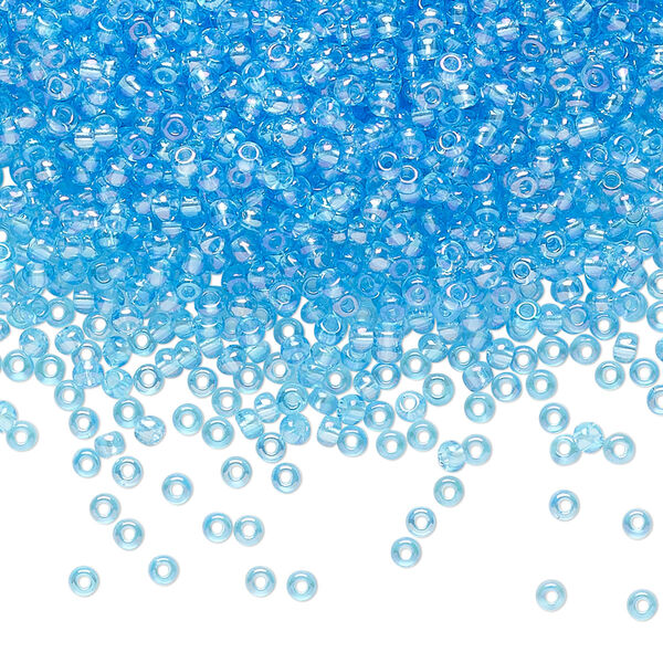 Seed bead, Preciosa Ornela Czech glass, pkg/50g, #11 rocaille, translucent rainbow sky blue, (61010). image number 0