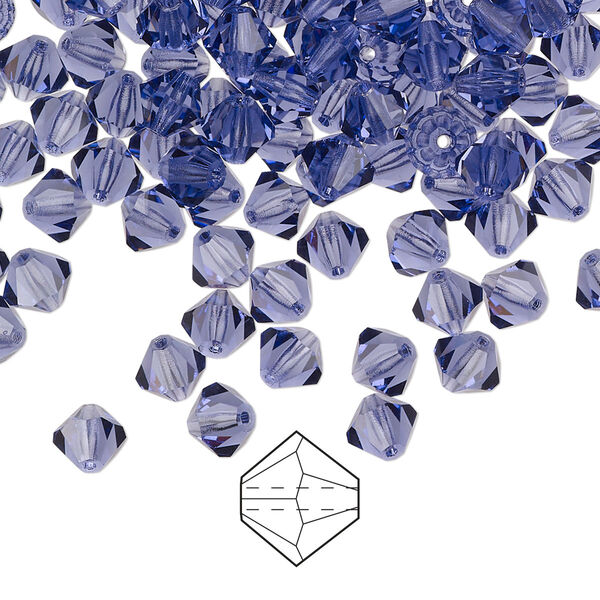 Bead 24pk tanzanite, Preciosa Czech crystal 5mm bicone image number 0