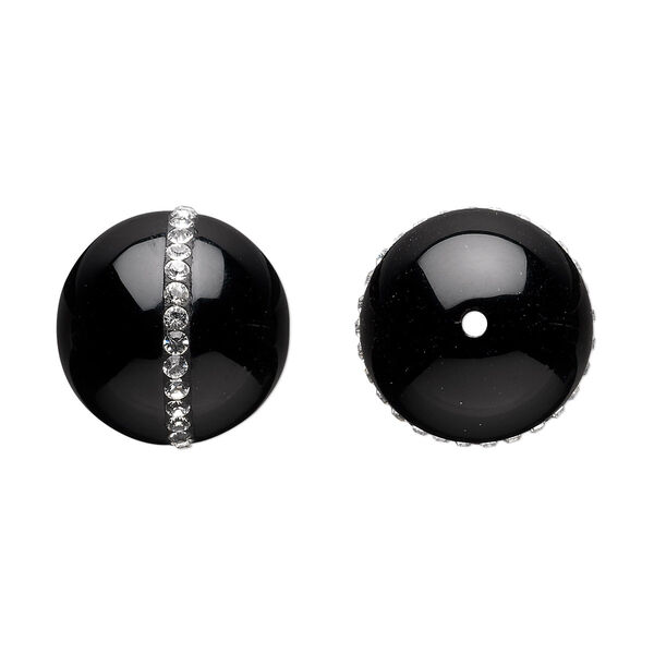 Black onyx / crystal 1pkg1, round chaton bead B grade, 20mm / 2mm image number 0