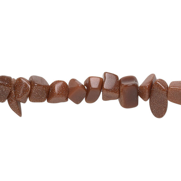 Bead, brown goldstone (glass) (man-made), small chip. Sold per 36-inch strand. image number 0