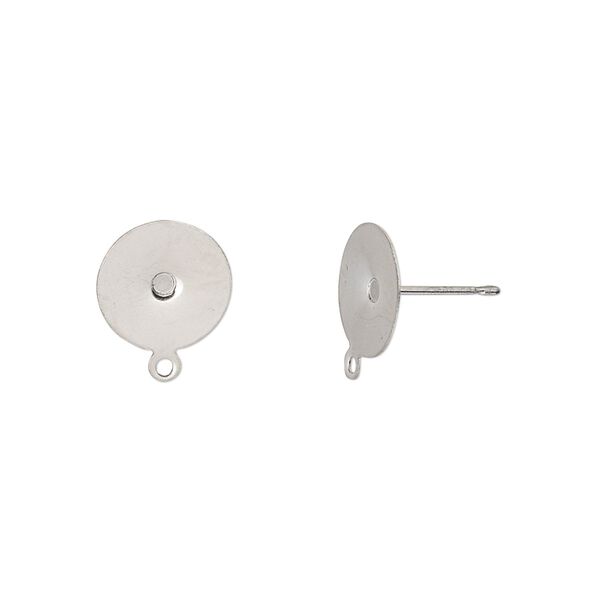 Earstud 1pkg100, 10mm flat pad / closed loop, stainless steel 50 pair image number 0