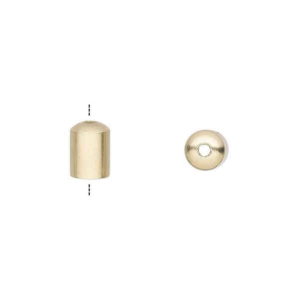 Cord end, gold-plated brass, 8x6mm with 5mm inside diameter. Sold per pkg of 100. image number 0