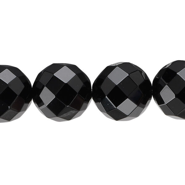Black onyx 1pkg1, faceted round bead B grade, 15.5-16 inch 14mm image number 0