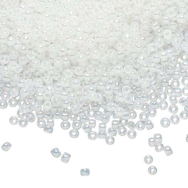 Seed bead, TOHO BEADS®, glass, pkg/50g, #11 round, translucent ceylon snowflake (TR-11-141). image number 0