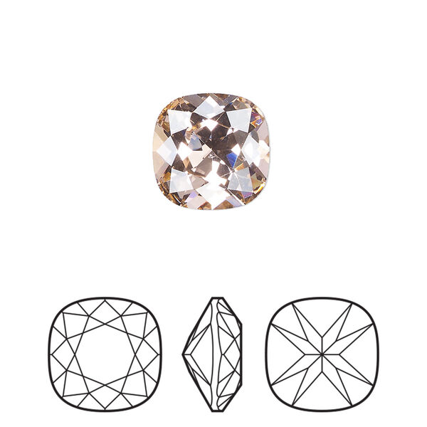 Fancy stone 1pk vintage rose foil back, Preciosa MAXIMA Czech crystal rhinestone 12mm cushion square image number 0