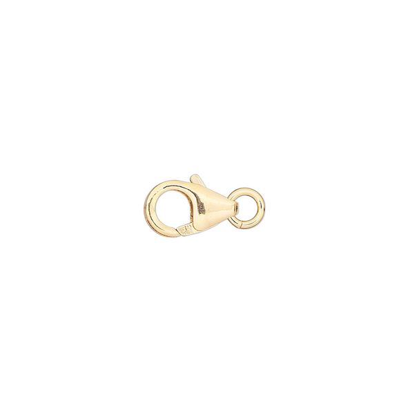 Clasp, lobster claw, 14Kt gold-filled, 10x6mm with 4mm jump ring. Sold individually. image number 0