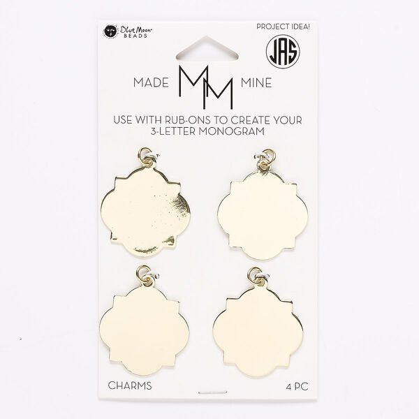 Focal, gold-finished steel, 33x29mm with rub-on setting. Sold per pkg of 4. image number 0