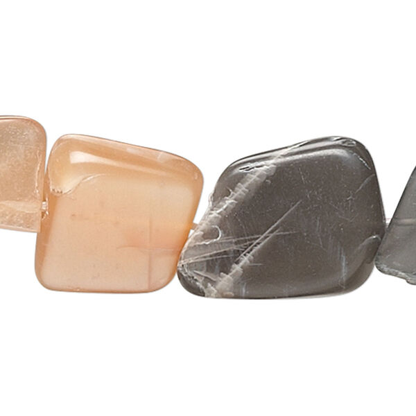 Bead, multi-moonstone (natural), small to medium flat nugget, Mohs hardness 6 to 6-1/2. Sold per 14-inch strand. image number 0
