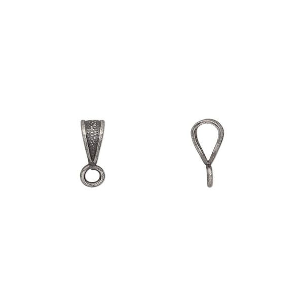 Bail, antique silver-plated brass, 7x4mm double-sided textured with closed loop. Sold per pkg of 20. image number 0