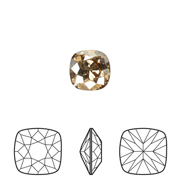 Fancy stone 144pk crystal golden shadow foil back, Swarovski® 10mm cushion 4470 image number 0