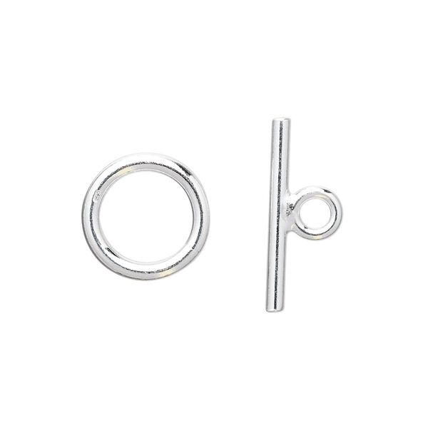 Clasp, toggle, sterling silver, 13mm smooth round. Sold individually. image number 0