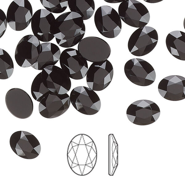 Flat back 144pk jet, Swarovski® 8x6mm oval 2603 image number 0