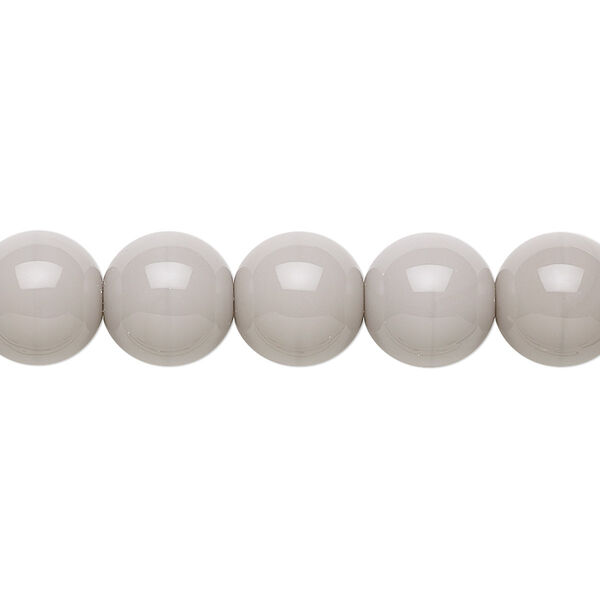 Bead, Preciosa, Czech glass druk, opaque light grey, 10mm round. Sold per 15-1/2" to 16" strand. image number 0