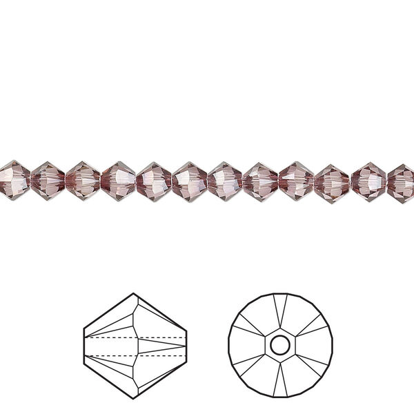 Bead 144pk crystal antique pink, Crystal Passions® 4mm bicone 5328 image number 0
