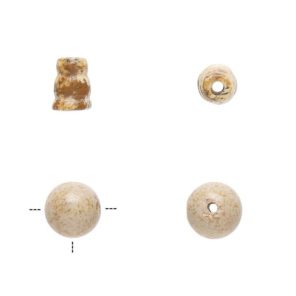 Picture jasper 2pkg2, T-drilled round / cone bead natural 8mm / 8x5mm-9x6mm image number 0