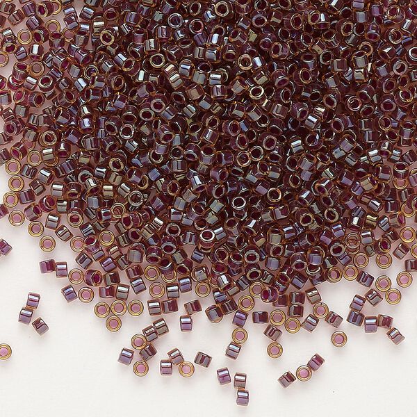 Seed bead, Delica®, glass, pkg/250g, #11 round, translucent purple-lined luster light topaz (DB-0061). image number 0