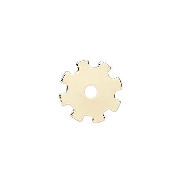 Component, gold-finished steel, 15mm gear with 2.5mm center hole. Sold per pkg of 10. image number 0