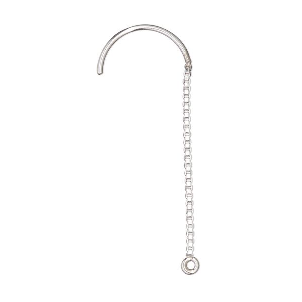Ear wire French hook 1pkg2 sterling silver, 1 inch / closed loop / box chain, 20 gauge 1 pair image number 0