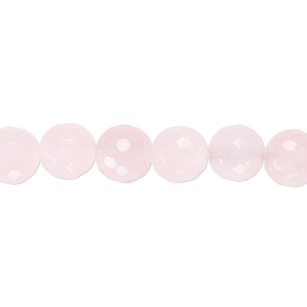 Bead, rose quartz (natural), 8mm tumbled faceted round, B grade, Mohs hardness 7. Sold per 15-1/2" to 16" strand. image number 0