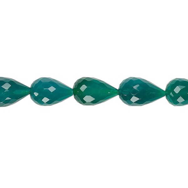 Green onyx 1pkg1, hand-cut faceted teardrop bead 8 inch 8x5mm-13x8mm image number 0