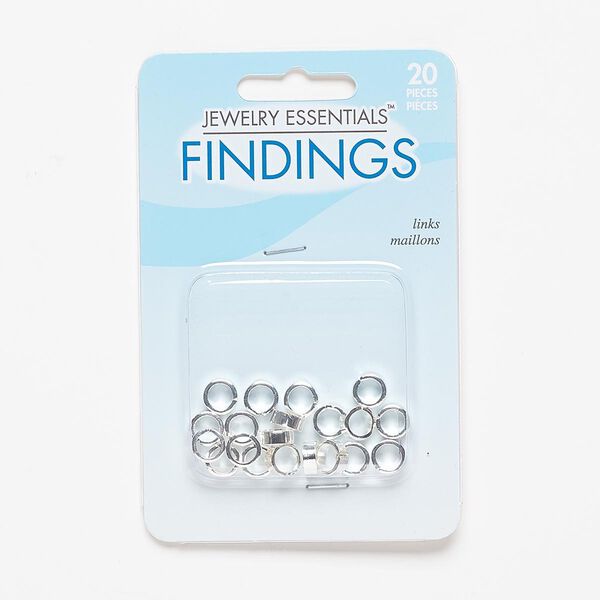 Bead, silver-finished steel, 8x3mm flat rondelle with slit and 5mm hole. Sold per pkg of 20. image number 0