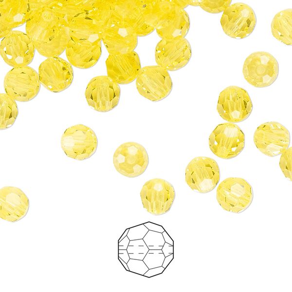 Bead 24pk citrine, Preciosa Czech crystal 5mm round image number 0